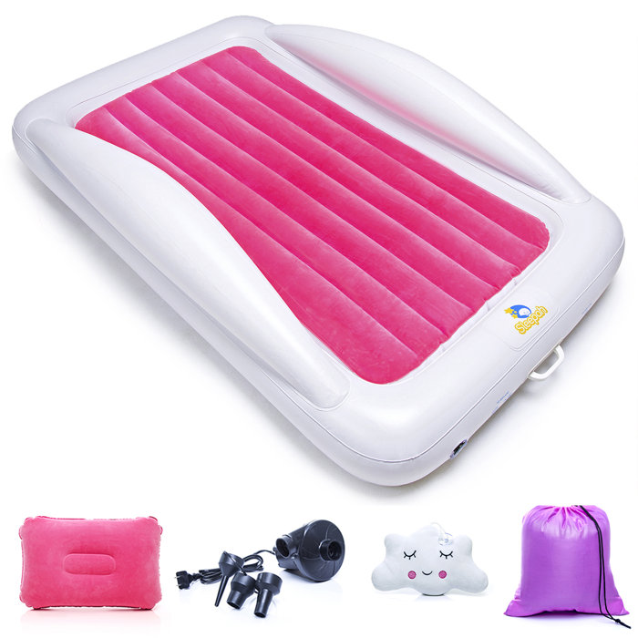 Sleepah Inflatable Toddler Travel Bed Inflatable & Portable Bed Air Mattress Set Blow Up